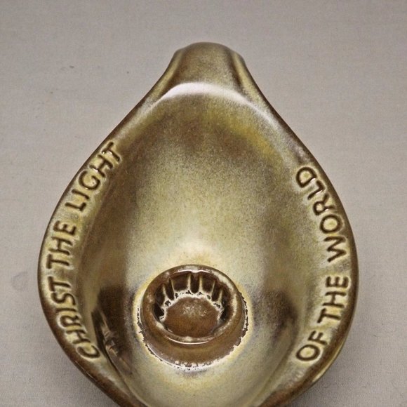 Frankoma Pottery Plainsman Brown Set of 2 Oral Roberts 1971 Candle Stick Holders - Picture 10 of 13